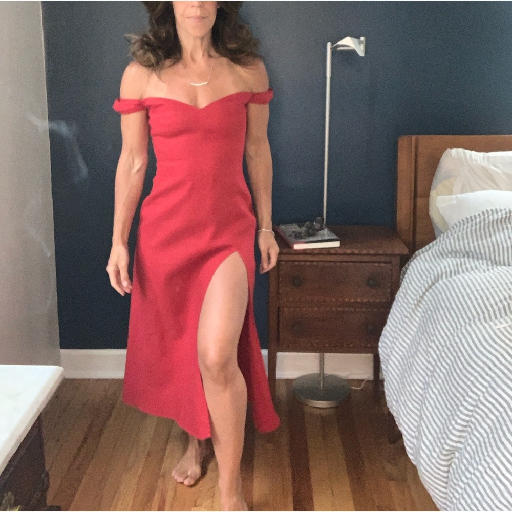 Reformation red linen dress size 0
